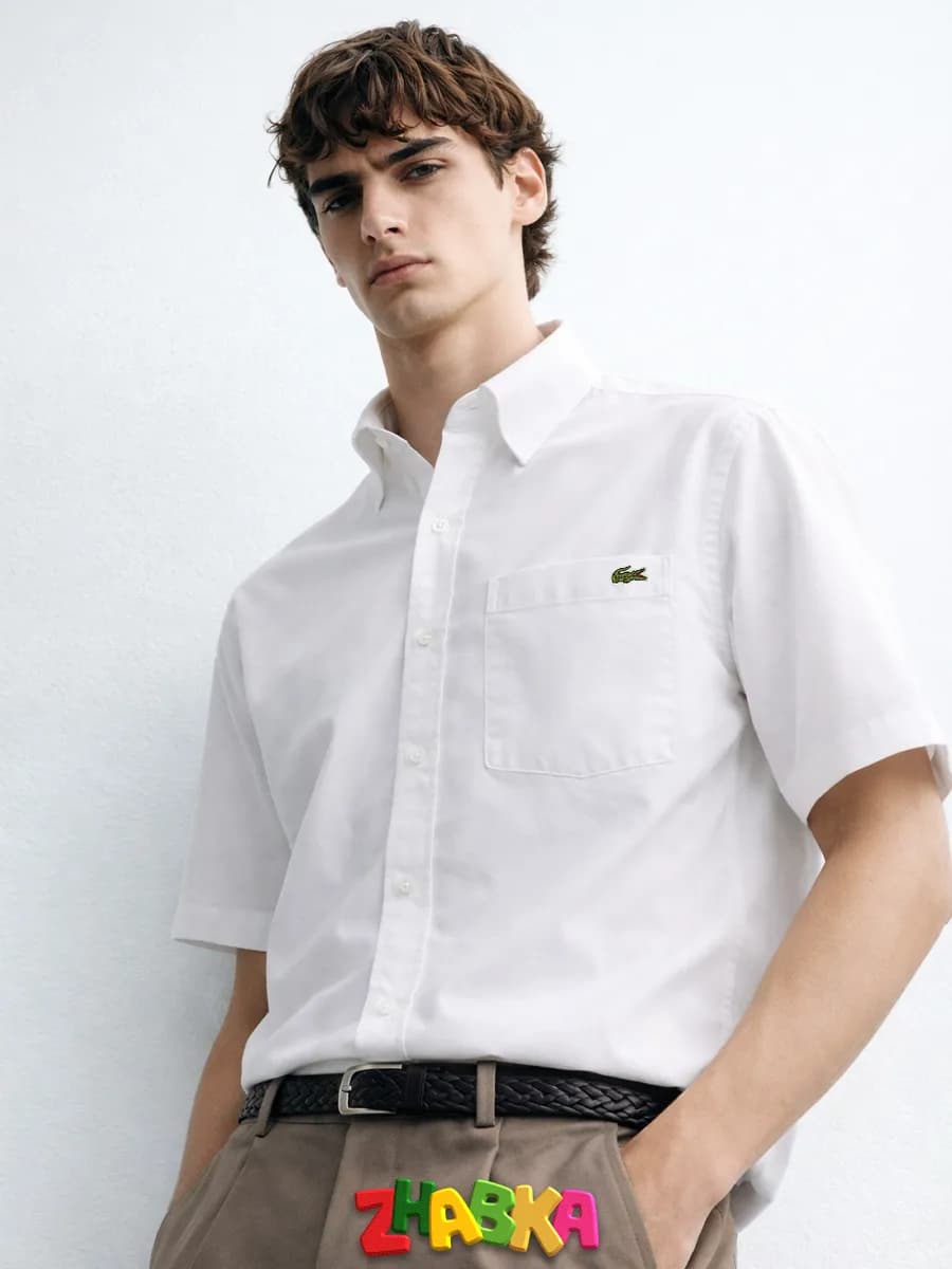 Белая рубашка с коротким рукавом LACOSTE лакост sk8