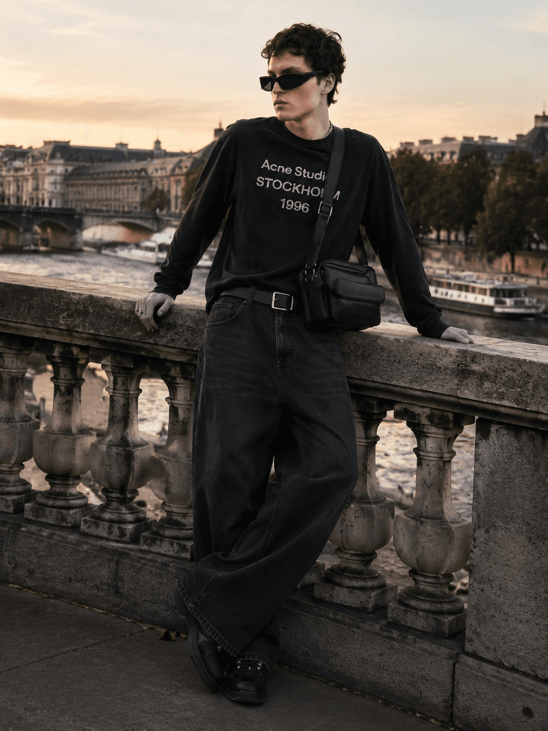 Уличный образ в стиле Y2K: лонгслив Acne и широкие джинсы — Streetwear | Во! стиле